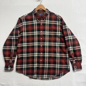 Ralph Lauren Classic Fit Plaid Men's XL Button Down Red Green Cotton Shirt